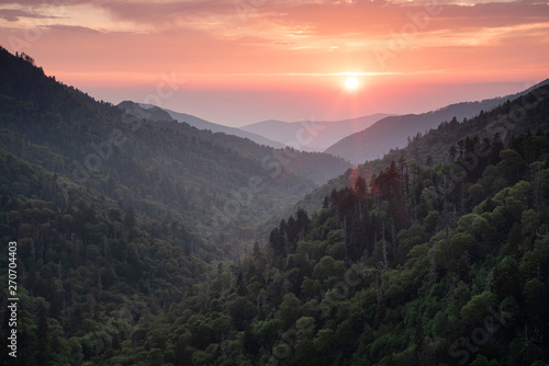 Sunset over the Great Smoky Mountains National Park.