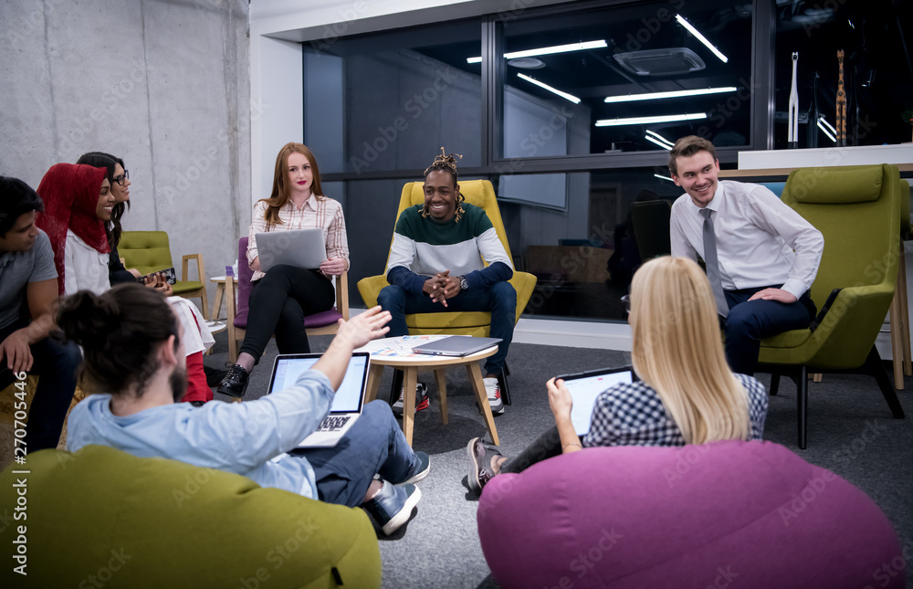 Multiethnic startup business team having meeting Multiethnic startup business team having meeting