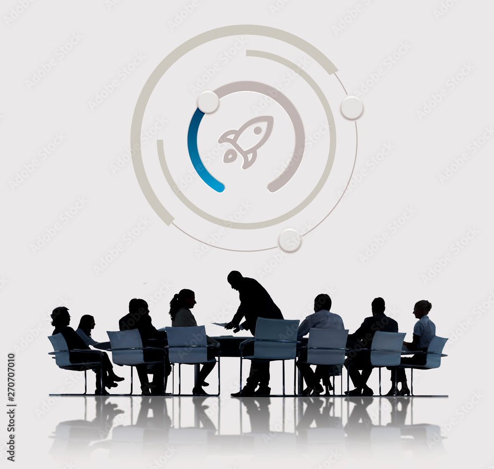 Fotografie Start Up Business Rocket Ship Graphic Concept