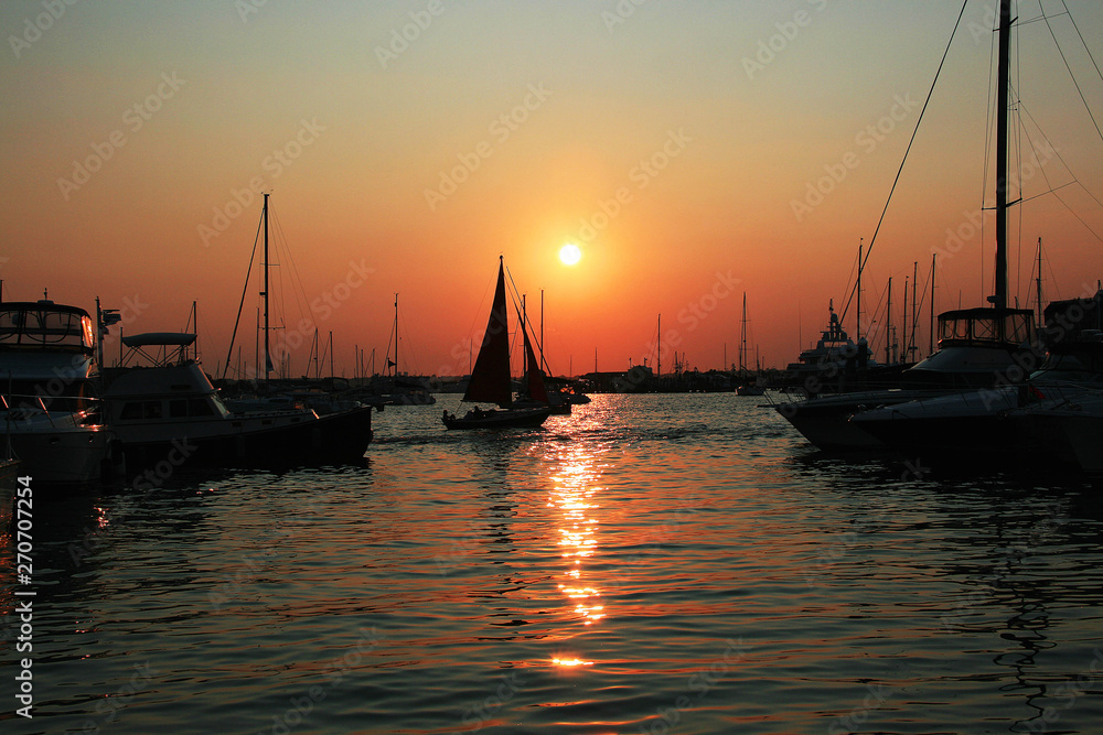 sunset on Newport Harbor