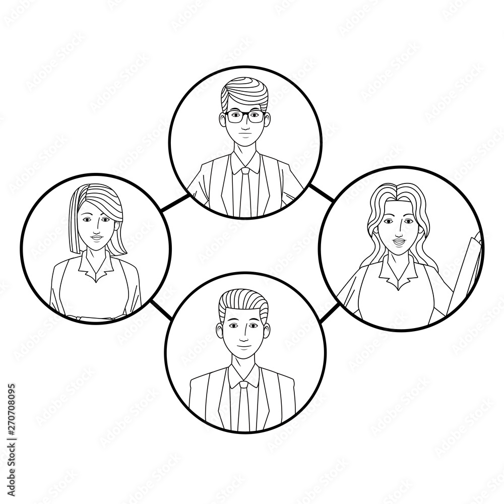 group of business people avatar profile picture in round icon black and white group of business people avatar profile picture in round icon black and white
