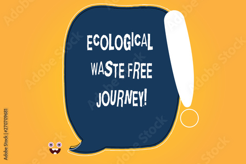 Conceptual hand writing showing Ecological Waste Free Journey. Business photo text Environment protection recycling reusing Blank Color Speech Bubble Outlined with Exclamation Point