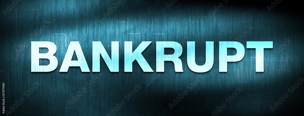 Bankrupt abstract blue banner background