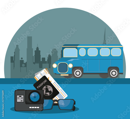 Travel and vacations cartoon scenery