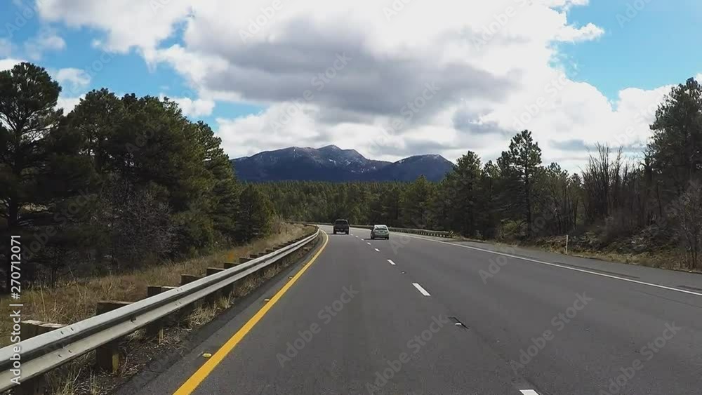 Car View Driving Interstate 40 In Winter- Williams Arizona