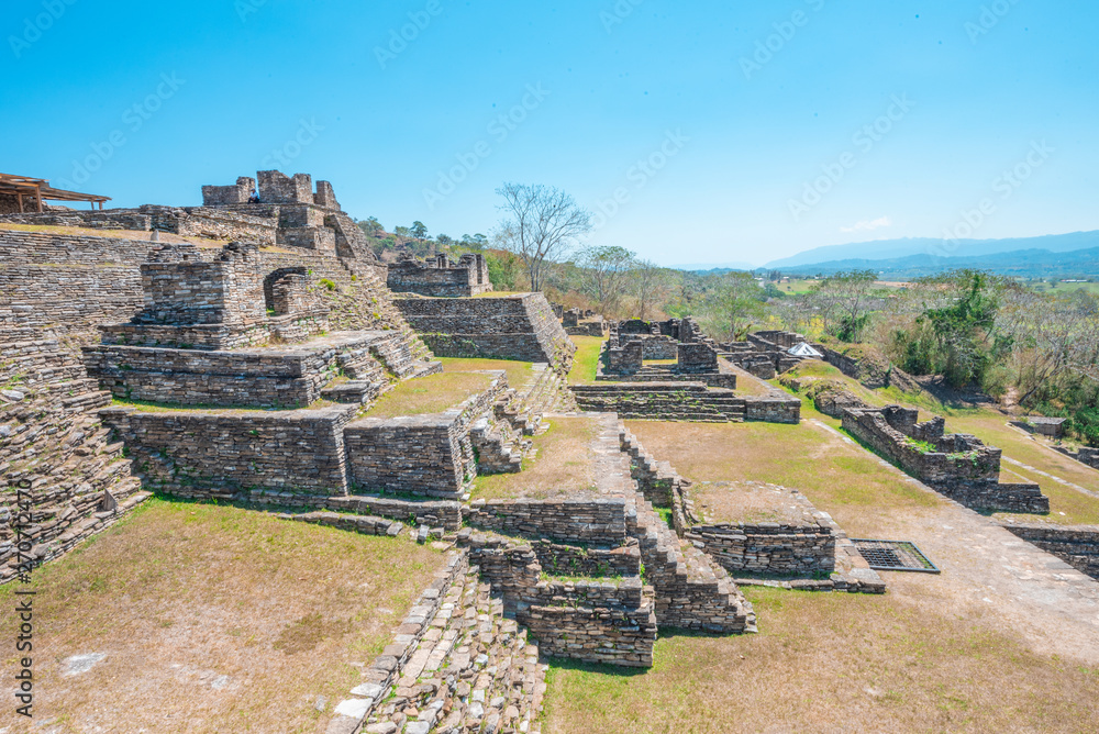 The ancient pyramids of Tonina, a Mayan Archaeological Site in Chiapas, Mexico