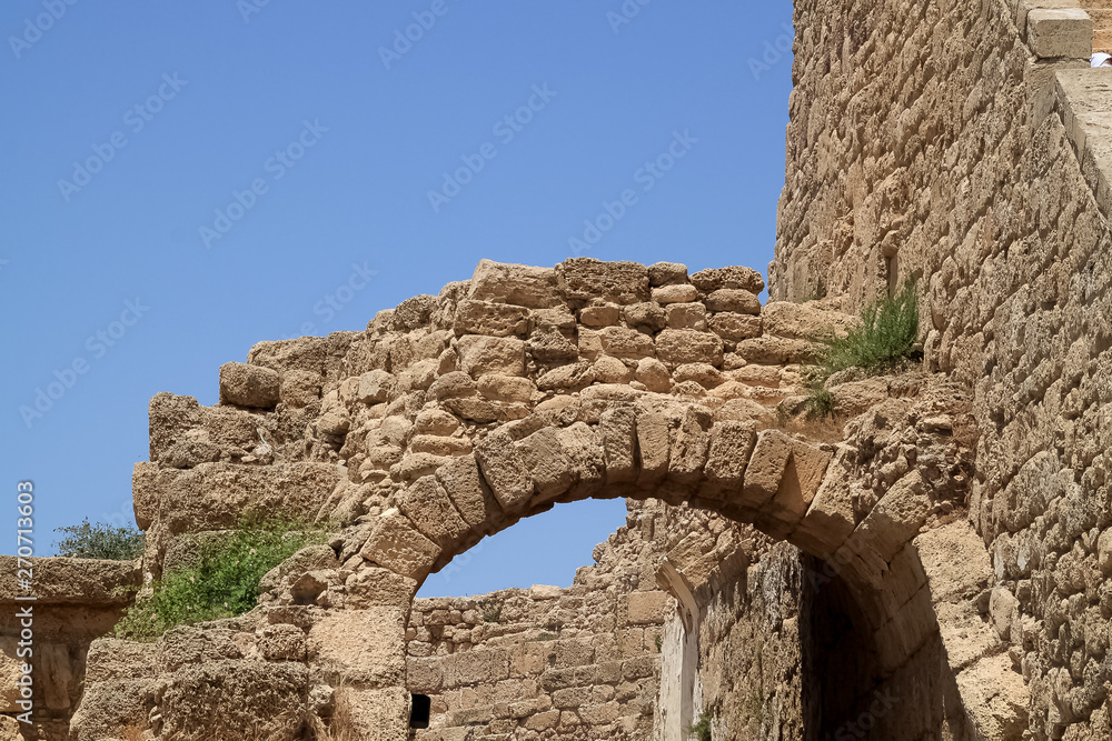 Arch located at the theater of the archaeological park of Caesarea, which has be reconstructed for modern use