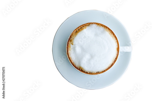 cup of cappuccino coffee on a white background