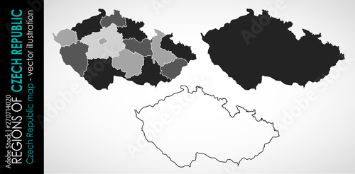 Set vector map of Czech Republic in gray monochrome