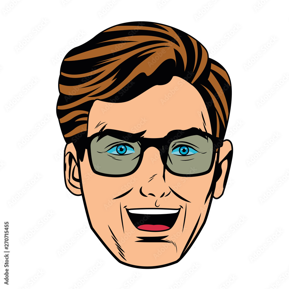 Pop art handsome man smiling isolated Pop art handsome man smiling isolated