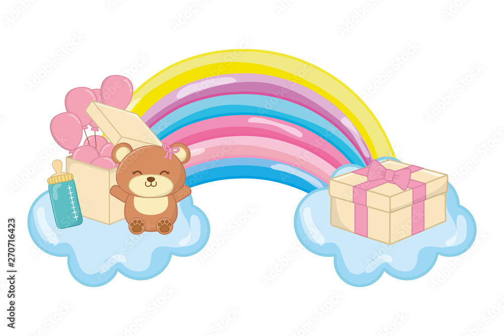 Obraz premium toy bear with gift box