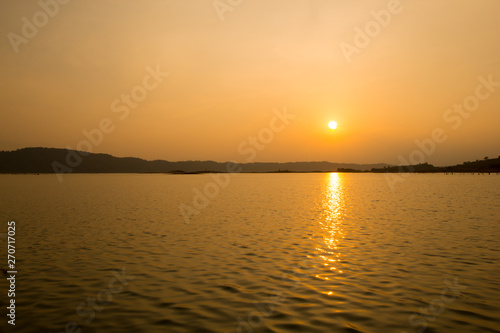 Sunset in Nam Ngeum Reservoir, Vientiane, laos