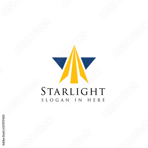 star icon with arrow icon inside logo template