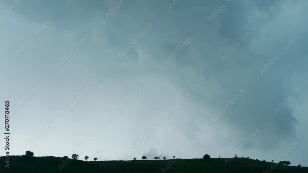 Cinematic Thunder Storm Lightning Streak Over Hills Electric Energy Discharge