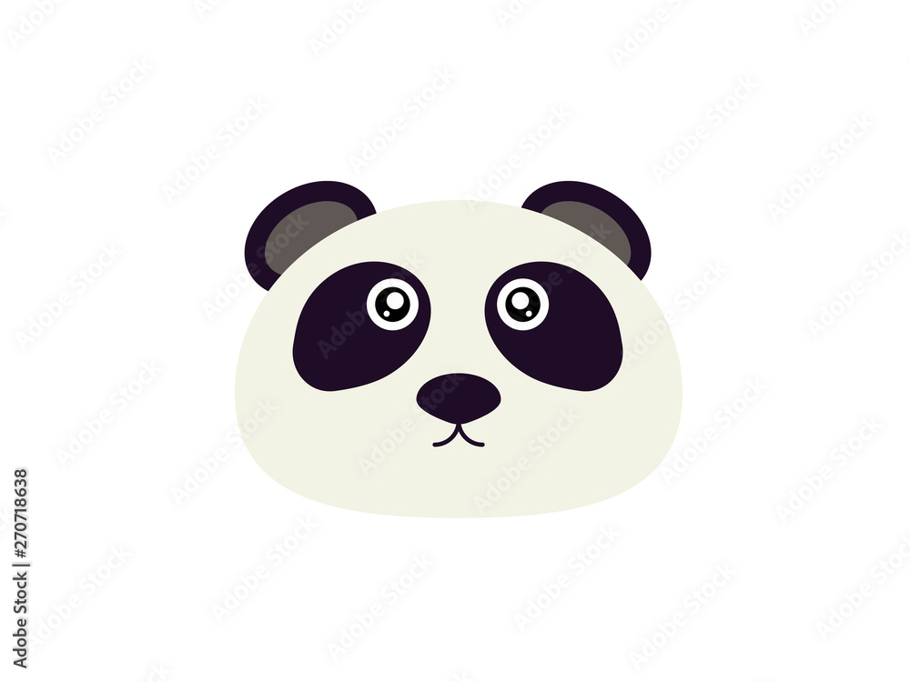 Cute panda face isolated on white background. Flat style
