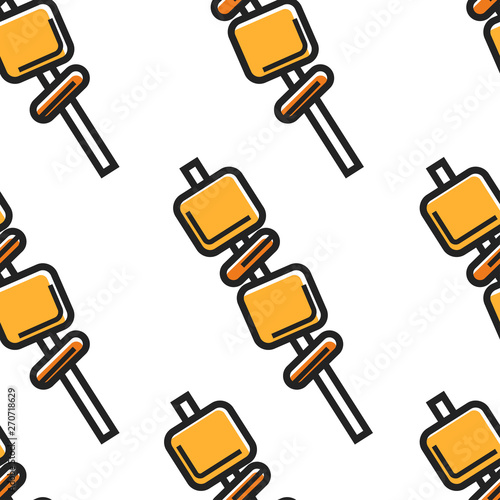 Korean street food ingredients on skewer or wooden stick seamless pattern