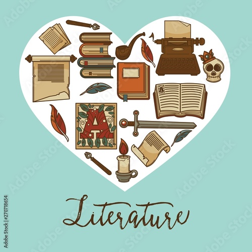 Ancient library or book shop or store antique literature