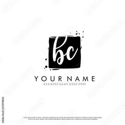 B C BC initial square logo template vector