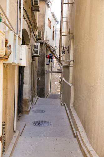 Narrow street of the old city of Istanbul. Turkish Republic