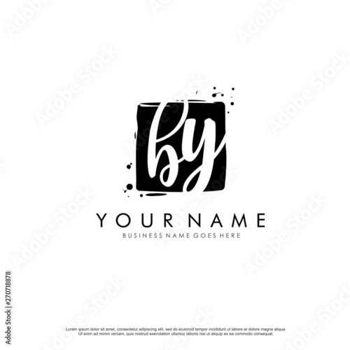 B Y BY initial square logo template vector