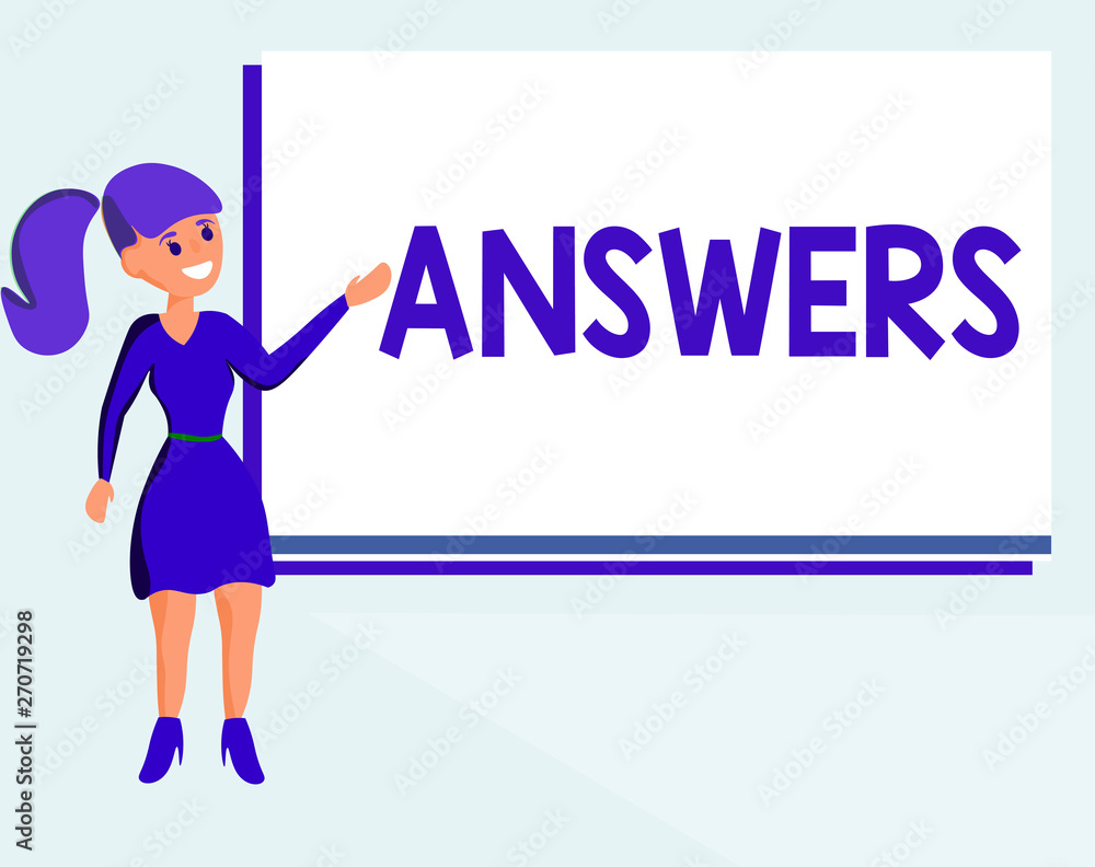 Text sign showing Answers. Conceptual photo Reactions responses to questions statements or situations Choices. Text sign showing Answers. Conceptual photo Reactions responses to questions statements or situations Choices.