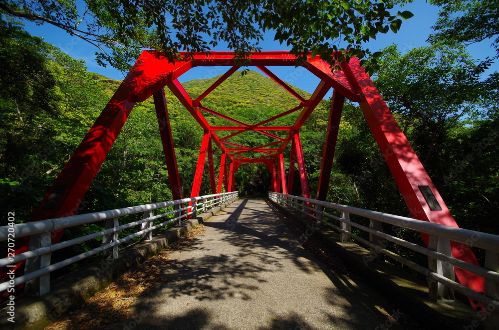 御蔵島の赤い橋