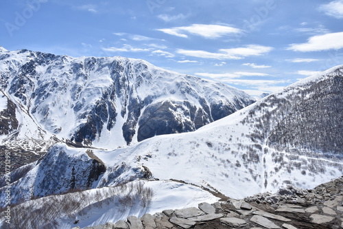 Criss-Crossing Caucasus Mountain Slopes, Kazbegi, Georgia