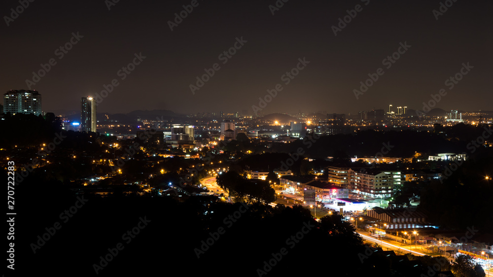 Fototapeta premium Night view of Kajang Town cityscape, Malaysia