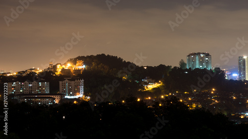 Night view of Kajang Town cityscape, Malaysia