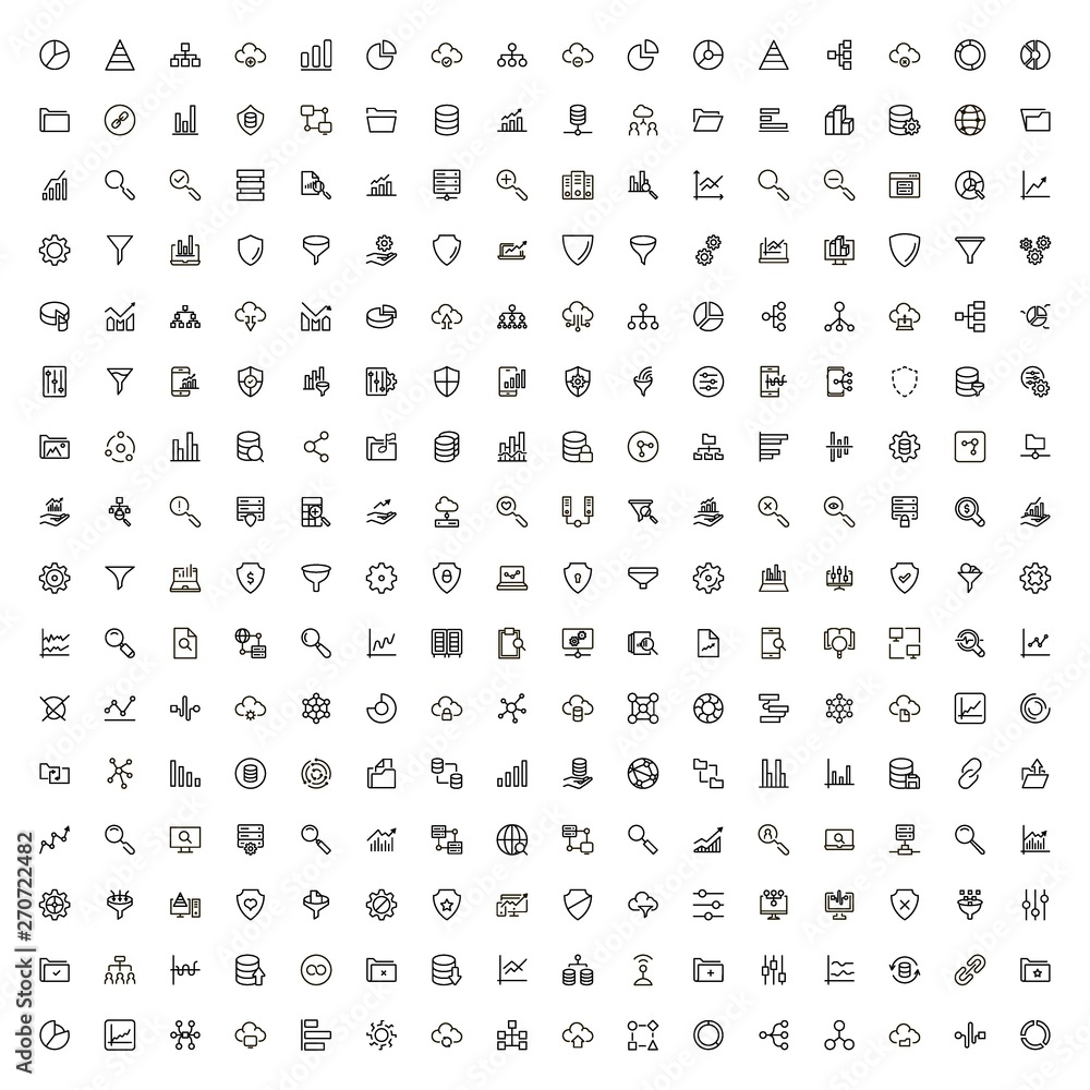 Naklejka Big data analytics ine icon set. Collection of high quality black outline logo for web site design and mobile apps. Vector illustration on a white background