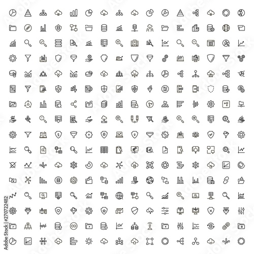 Big data analytics ine icon set. Collection of high quality black outline logo for web site design and mobile apps. Vector illustration on a white background