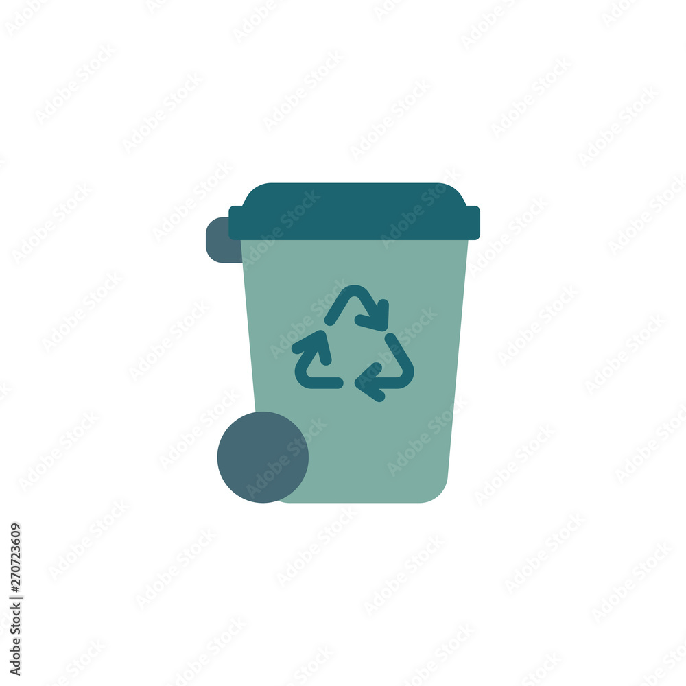 Trash bin flat icon, vector sign, Recycle bin colorful pictogram isolated on white. Ecology symbol, logo illustration. Flat style design Trash bin flat icon, vector sign, Recycle bin colorful pictogram isolated on white. Ecology symbol, logo illustration. Flat style design