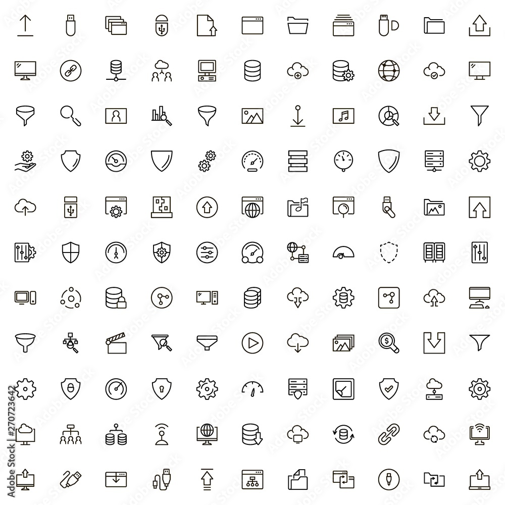 Cloude services line icon set. Collection of high quality black outline logo for web site design and mobile apps. Vector illustration on a white background Cloude services line icon set. Collection of high quality black outline logo for web site design and mobile apps. Vector illustration on a white background