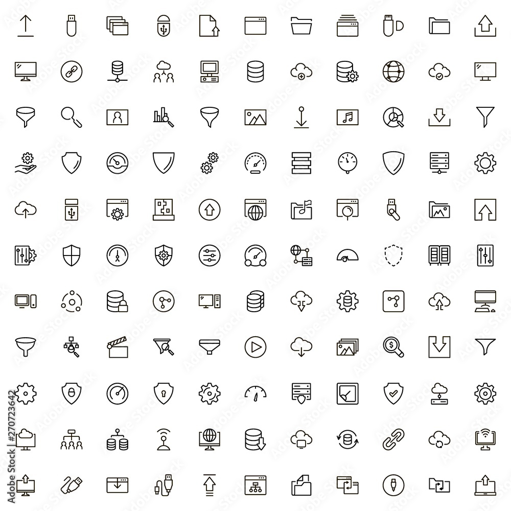 Cloude services line icon set. Collection of high quality black outline logo for web site design and mobile apps. Vector illustration on a white background