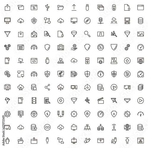 Cloude services line icon set. Collection of high quality black outline logo for web site design and mobile apps. Vector illustration on a white background