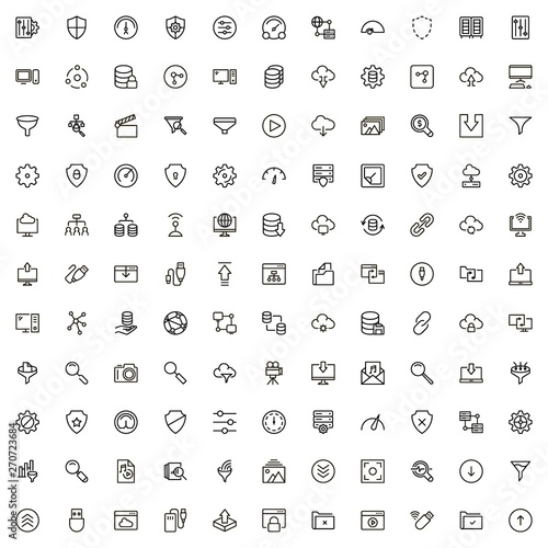 Cloude services line icon set. Collection of high quality black outline logo for web site design and mobile apps. Vector illustration on a white background