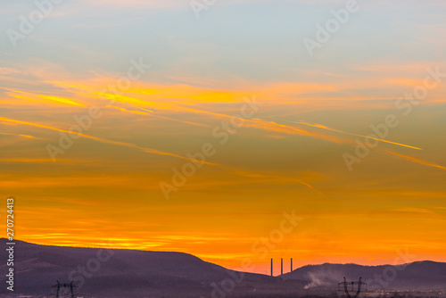 Springtime landscape at the evening