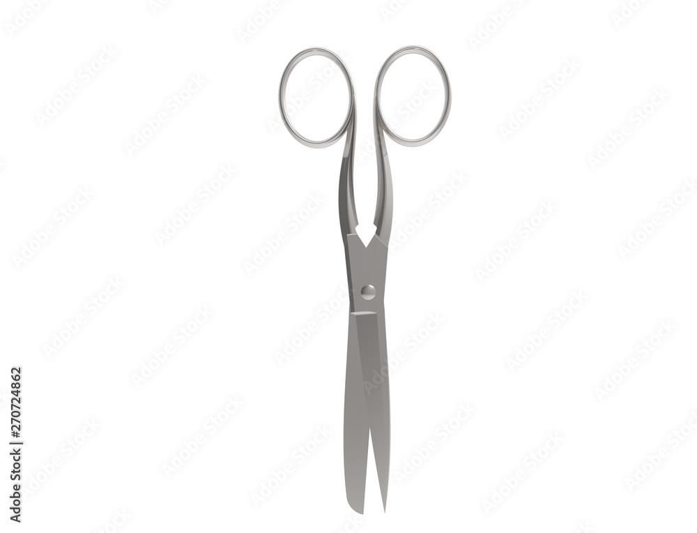 3D rendering of a scissors isolated in white studio background. 3D rendering of a scissors isolated in white studio background.