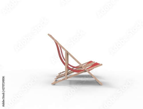 3D rendering of a beach chair isolated in studio background.