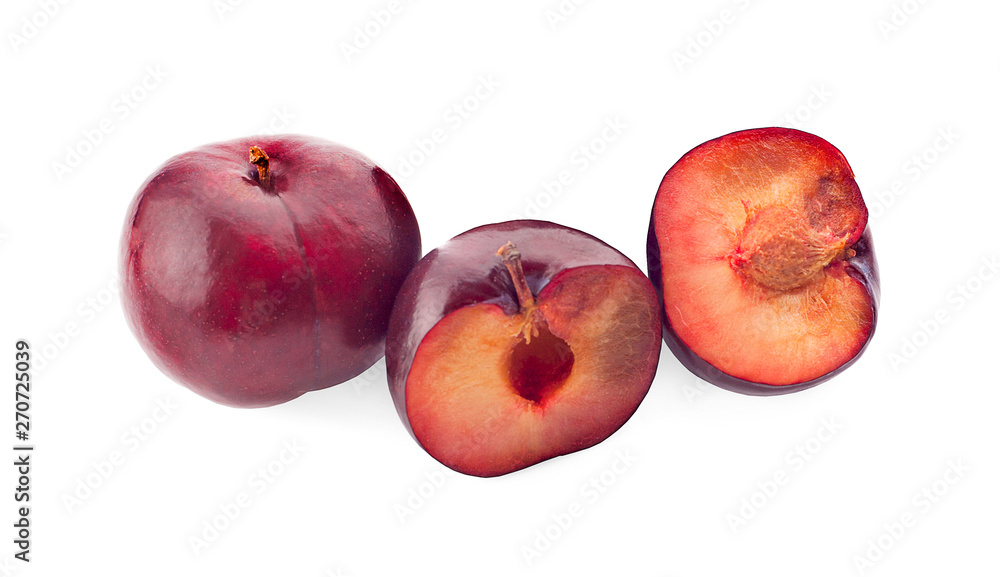 Plums fruit an isolated on white background Plums fruit an isolated on white background