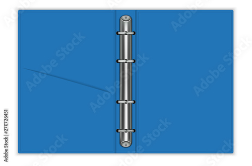 Realistic cover for a notebook with blank rings. To insert a block of sheets for records fully disclosed. 3D layout for business. Isolated on white background Vector illustration