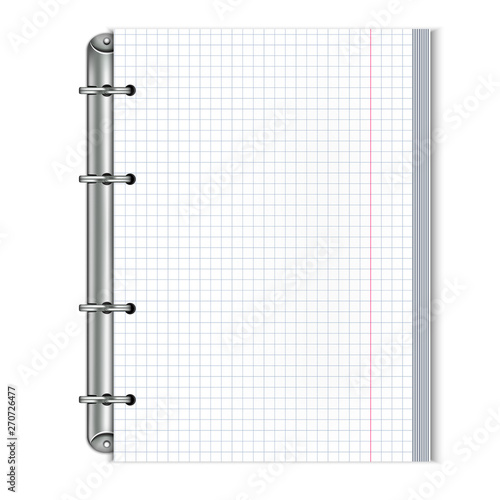 Wallpaper Mural The block of sheets for records and a clip with rings separately. 3D layout for business. Isolated on white background Vector illustration Torontodigital.ca