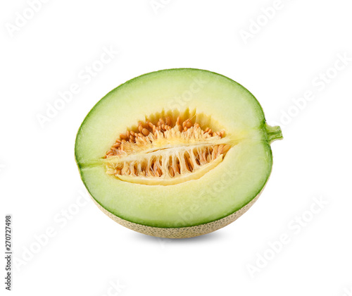 green melon on white background