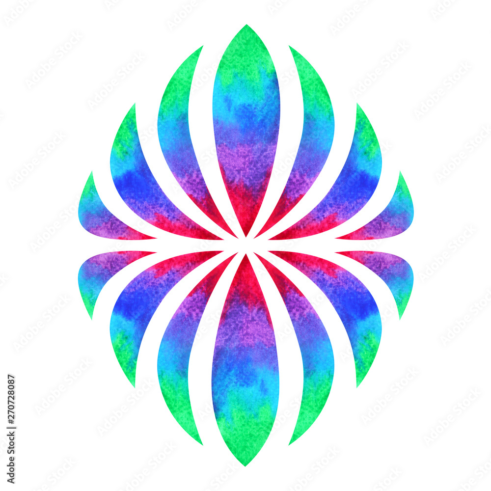 color chakra mandala symbol concept, watercolor painting icon, illustration design sign hand drawing
