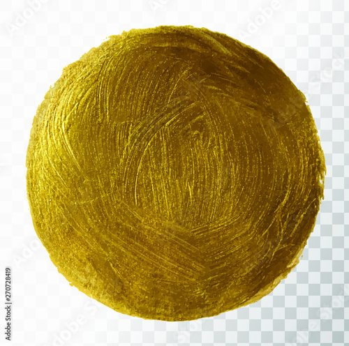 Vector gold paint brush stroke, hand drawn art illustration.