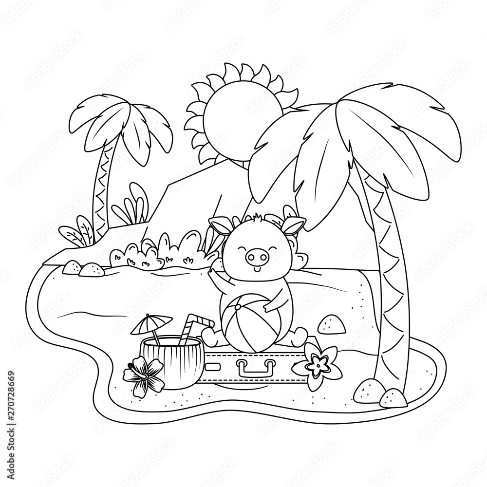 summer vacation relax cartoon vector illustration summer vacation relax cartoon vector illustration