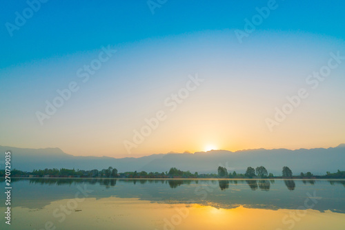 Sunrise on Dal lake, Kashmir India .