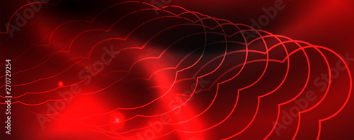 Shiny neon techno template. Neon lines background, 80s style laser rays