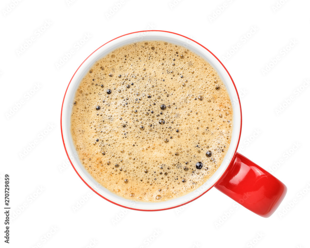 black coffee in a coffee cup top view isolated on white background. with clipping path. black coffee in a coffee cup top view isolated on white background. with clipping path.