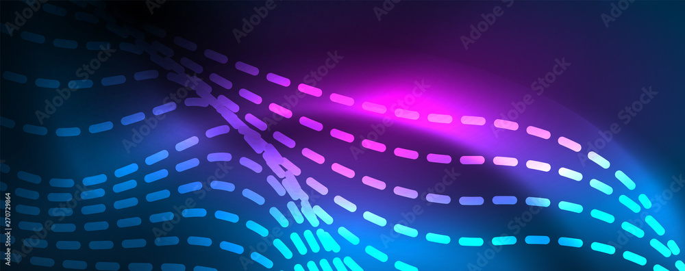 Smooth wave lines on blue neon color light background. Glowing abstract wave on dark, shiny motion, magic space light Smooth wave lines on blue neon color light background. Glowing abstract wave on dark, shiny motion, magic space light